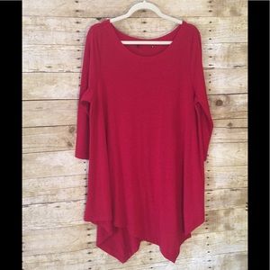 Grace Elements Red Asymmetric Hem Tunic Top
